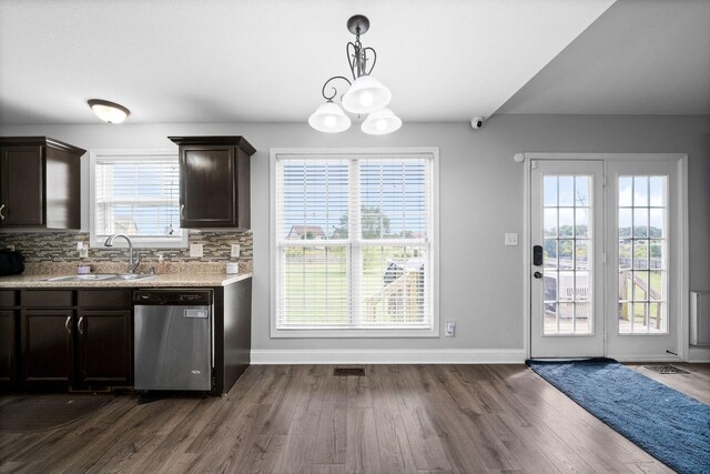 kitchen with a wealth of natural light, sink, and stainless steel dishwasher