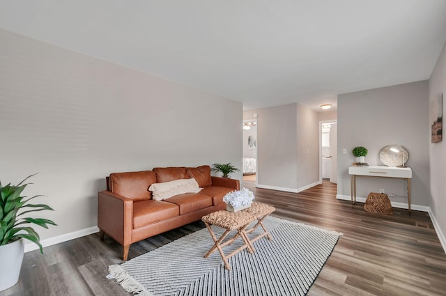 living room featuring dark hardwood / wood-style floors