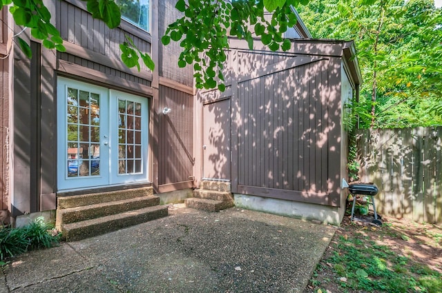 exterior space featuring french doors