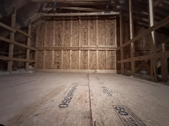 view of unfinished attic