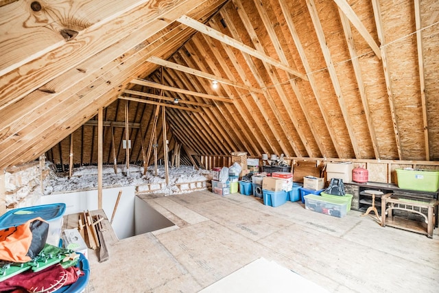 view of unfinished attic