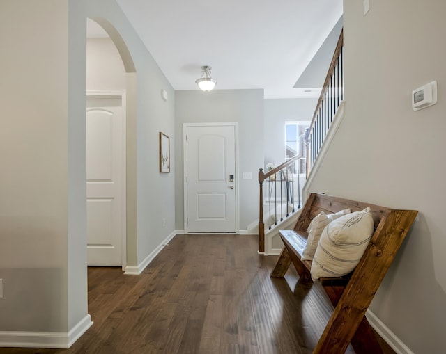 foyer with dark wood-type flooring