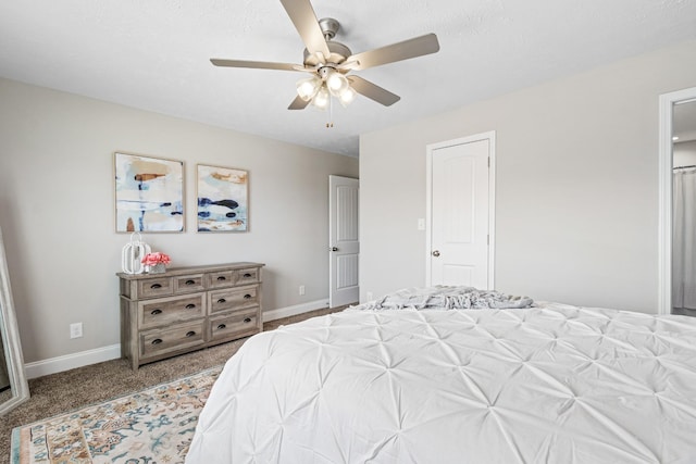 bedroom featuring carpet flooring and ceiling fan