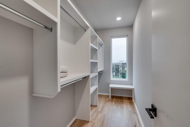 walk in closet featuring light wood-type flooring