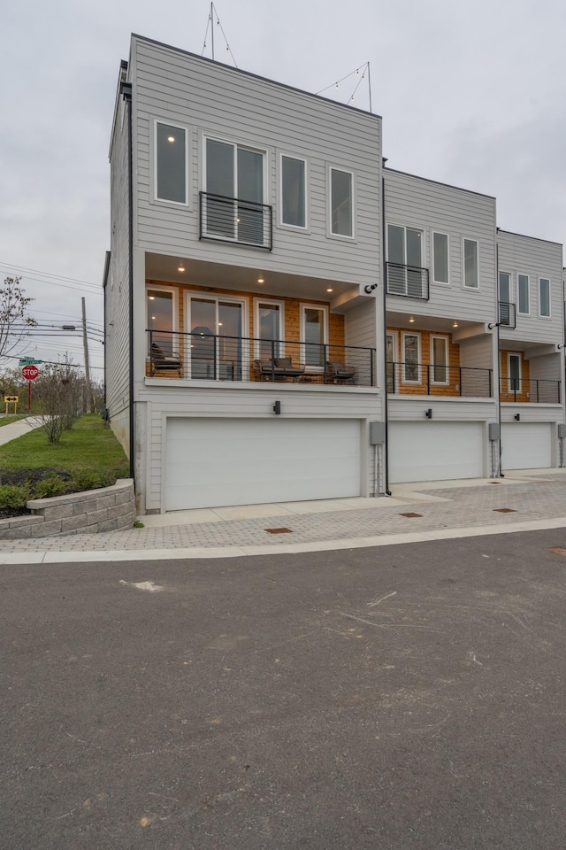 modern home featuring a garage