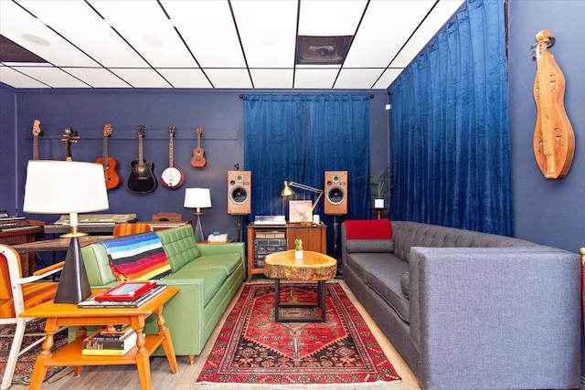 living room with hardwood / wood-style flooring