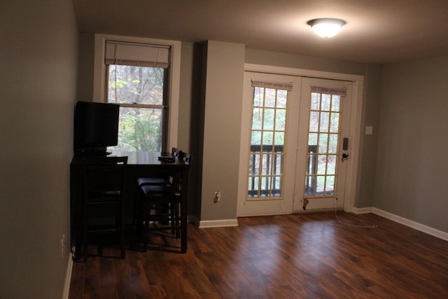 doorway to outside with dark hardwood / wood-style flooring