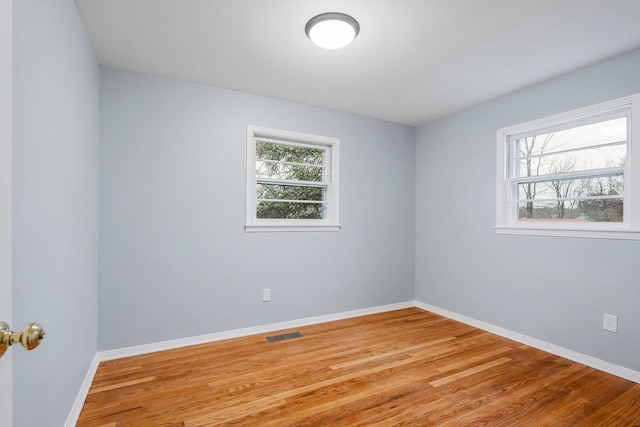 unfurnished room featuring light hardwood / wood-style floors and a healthy amount of sunlight