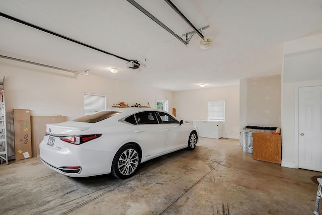 garage with a garage door opener