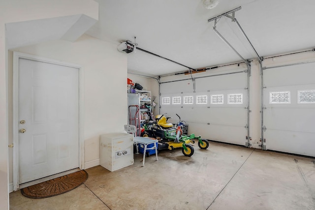 garage with a garage door opener