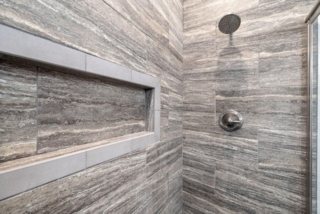 interior details featuring tiled shower