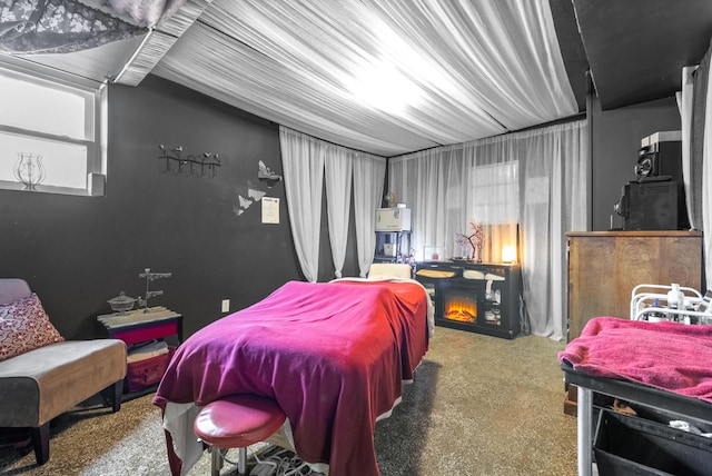 bedroom with lofted ceiling