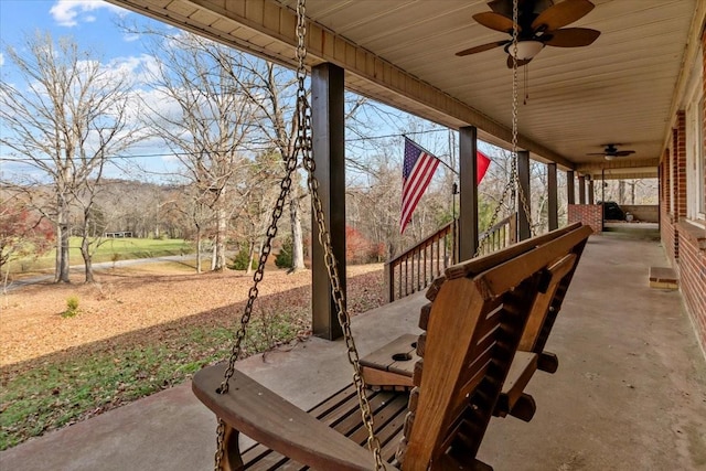 view of patio / terrace featuring ceiling fan