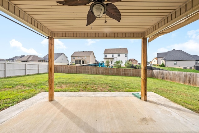 view of patio / terrace with ceiling fan