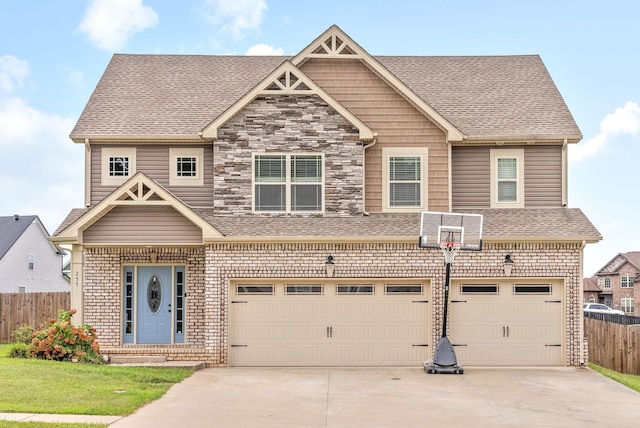 craftsman inspired home with a garage