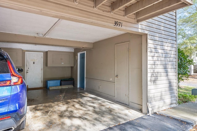 view of garage