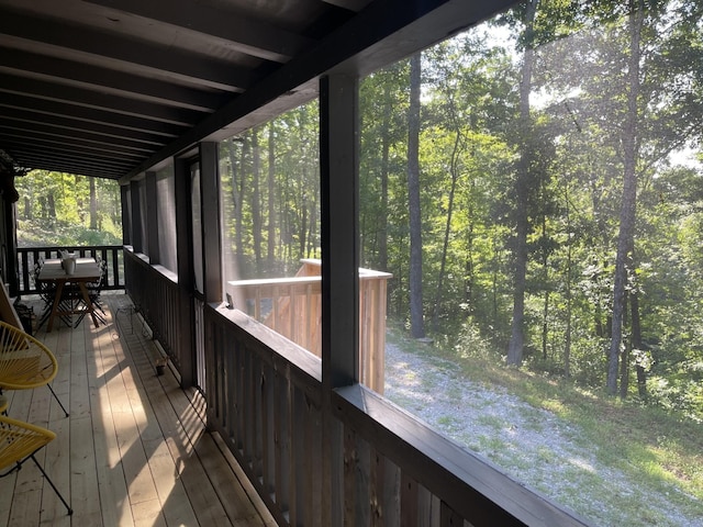 view of unfurnished sunroom