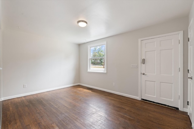 empty room with dark wood-type flooring