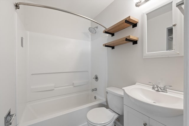 full bathroom with vanity, toilet, and tub / shower combination