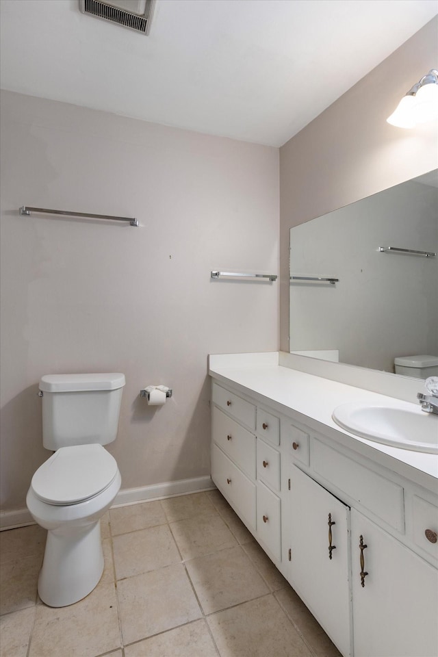 bathroom featuring tile patterned flooring, vanity, and toilet