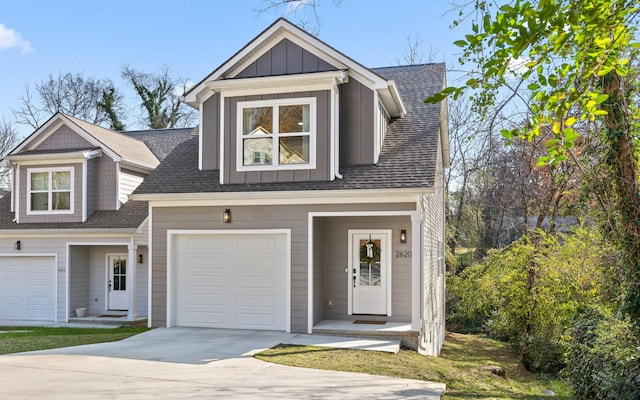 view of front of property with a garage