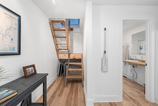 hall featuring light hardwood / wood-style floors