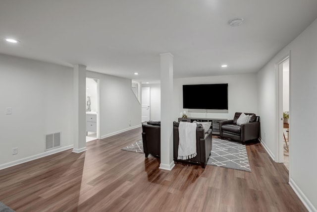 living room featuring wood-type flooring