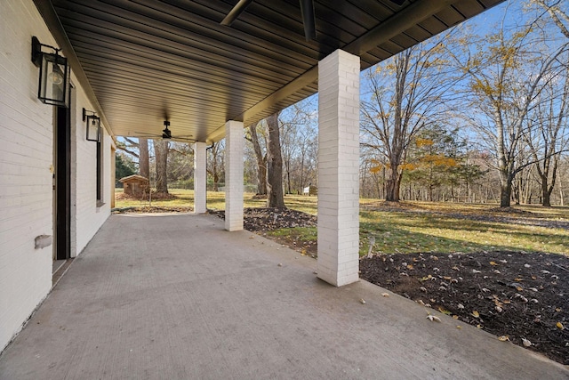 view of patio / terrace with ceiling fan