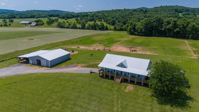 drone / aerial view with a rural view