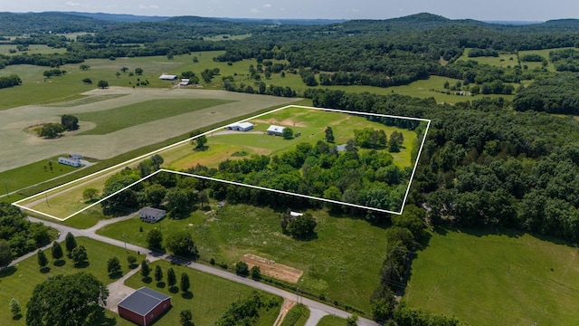 drone / aerial view with a rural view