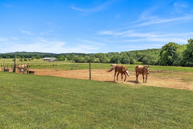 exterior space with a rural view