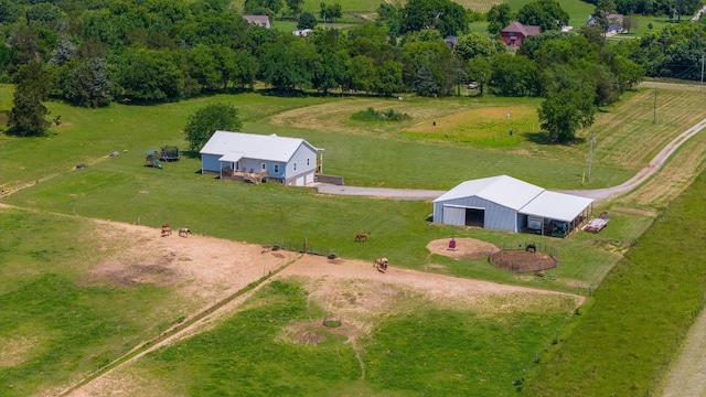 drone / aerial view with a rural view