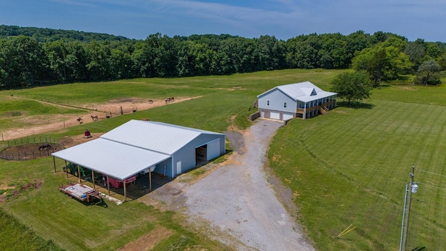 aerial view with a rural view