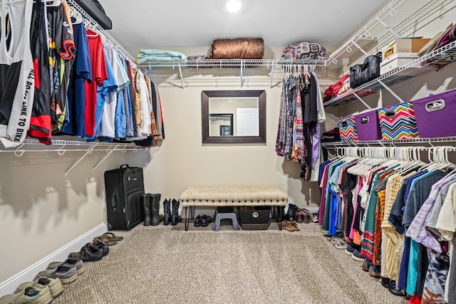 spacious closet with carpet floors