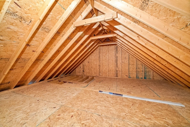 view of unfinished attic