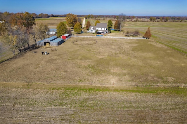 drone / aerial view with a rural view