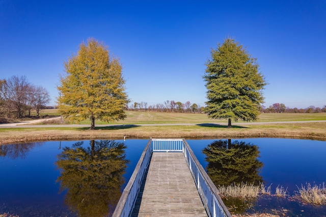 view of dock featuring a water view