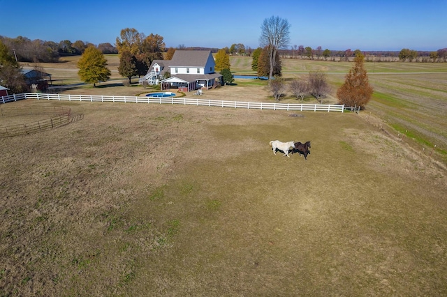 bird's eye view with a rural view