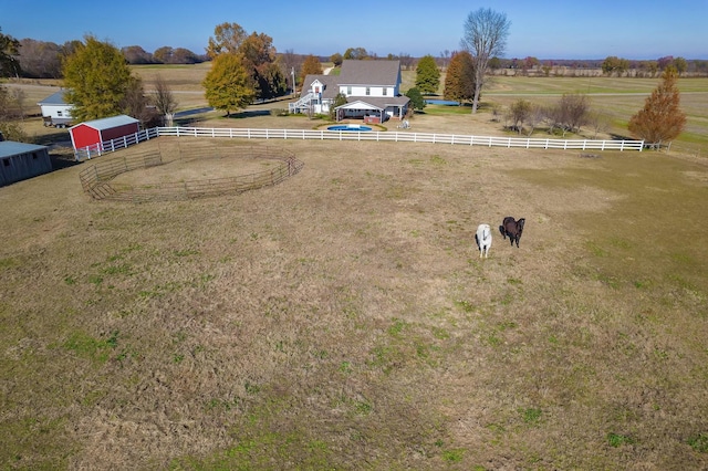 bird's eye view with a rural view