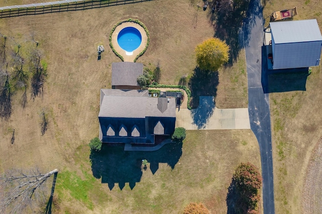 aerial view featuring a rural view