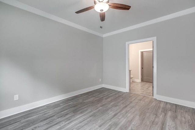 unfurnished room featuring ceiling fan and light hardwood / wood-style floors