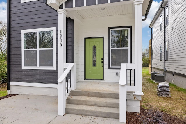 property entrance with central air condition unit