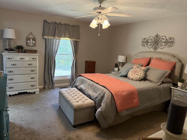 bedroom with carpet and ceiling fan