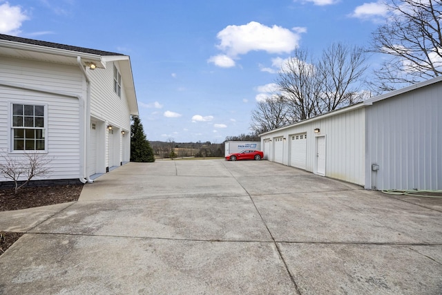 exterior space featuring a garage