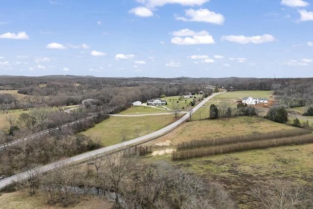 aerial view with a rural view