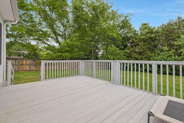 wooden terrace with a lawn