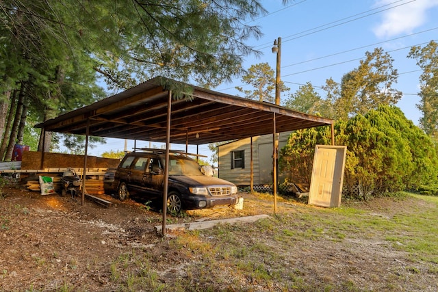 view of car parking featuring a carport