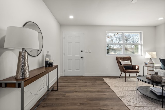 foyer with dark wood-type flooring