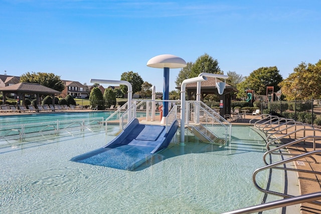 view of pool featuring a gazebo