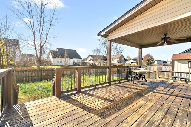 deck featuring ceiling fan